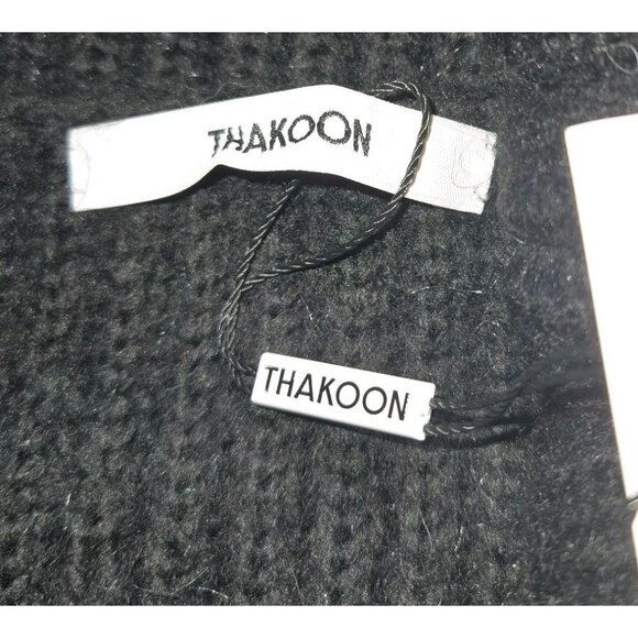 Thakoon Cropped Ribbed Turtleneck Sweater Black Womens Large Thick KN17 NWT New - Picture 7 of 10